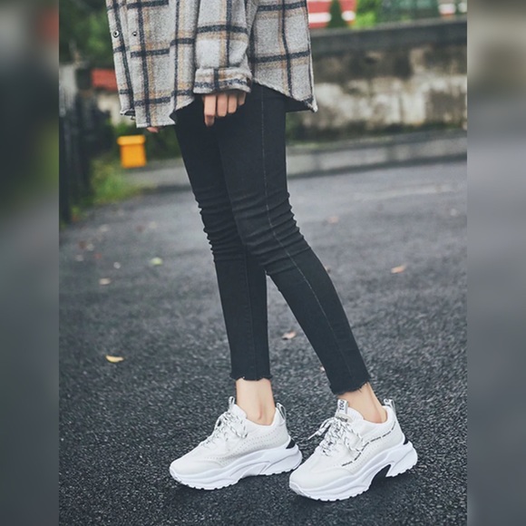 Lace-up Front Chunky Sole Sneakers - Picture 2 of 4